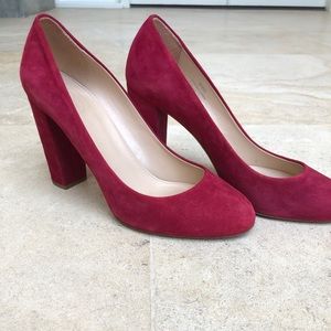 JCrew Red Suede Heals